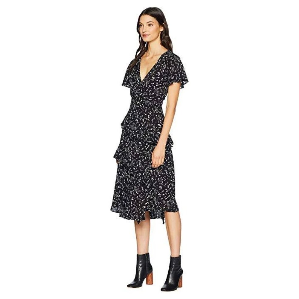 NWT Joie Orita Caviar Black Floral Dress with Ruffles - Picture 1 of 8